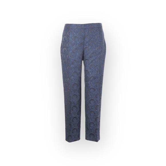 St John Collection ᪥ Luxe Metallic Brocade Dress Pants ᪥ Cobalt Blue ᪥ 12 Large - Picture 12 of 15